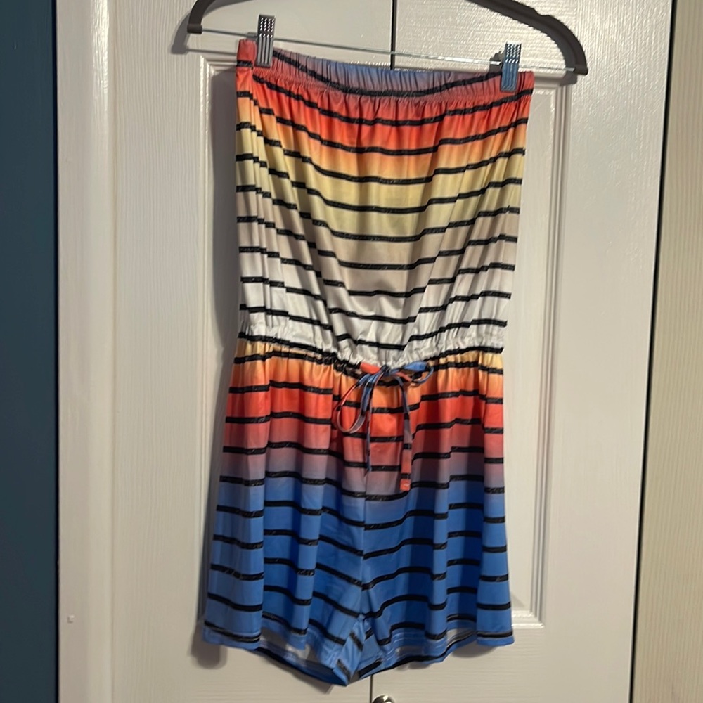 sleeveless striped romper size small NWOT - Picture 4 of 10